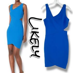 Likely Skylar Cutout Mini Dress Olympic Blue Asymmetric Bodycon Womens Size 2
